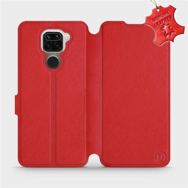 Luxusní flip pouzdro Mobiwear na mobil Xiaomi Redmi Note 9 - Červené - kožené - L_RDS Red Leather (Luxusní flipový kryt, obal, pouzdro Mobiwear na mobilní telefon Xiaomi Redmi Note 9 - Červené - kožené - L_RDS Red Leather)