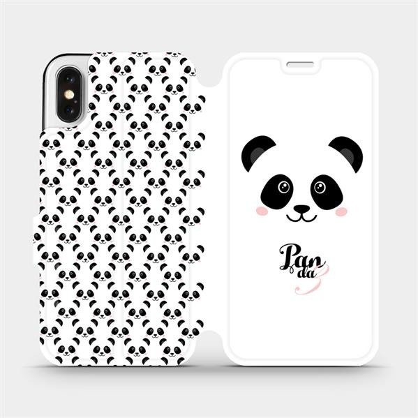 Flipové pouzdro Mobiwear na mobil Apple iPhone X - M030P Panda Amálka (Parádní flipový kryt, obal, pouzdro Mobiwear na mobilní telefon Apple iPhone X s motivem M030P Panda Amálka)
