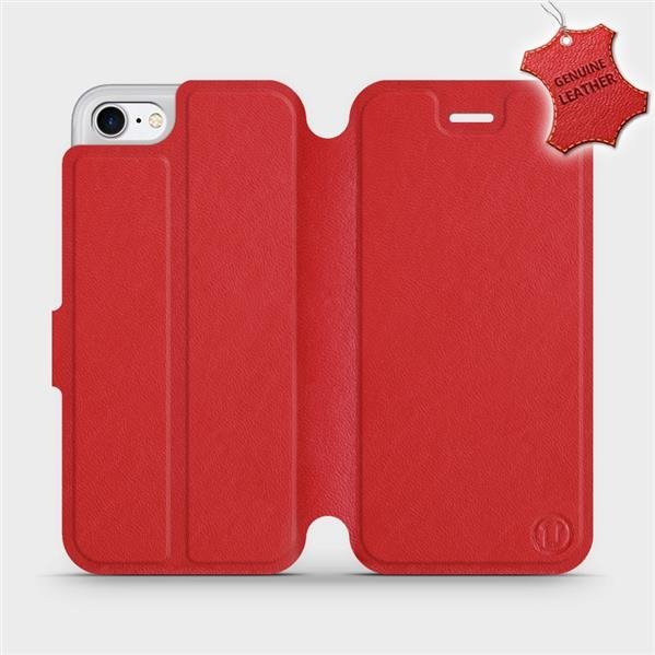 Luxusní flip pouzdro Mobiwear na mobil Apple iPhone 7 - Červené - kožené - L_RDS Red Leather (Luxusní flipový kryt, obal, pouzdro Mobiwear na mobilní telefon Apple iPhone 7 - Červené - kožené - L_RDS Red Leather)