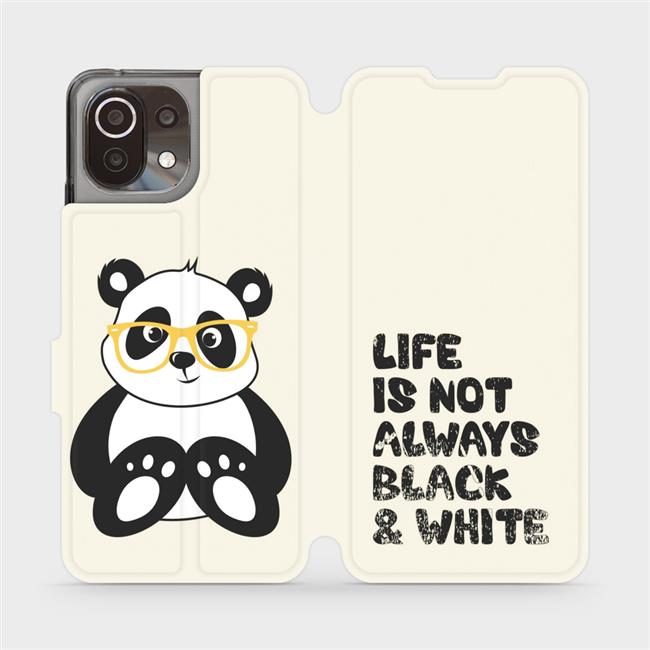 Flip pouzdro Mobiwear na mobil Xiaomi 11 Lite 5G NE - M041S Panda - life is not always black and white (Parádní flip obal, kryt, pouzdro Mobiwear na mobilní telefon Xiaomi 11 Lite 5G NE s motivem M041S Panda - life is not always black and white)