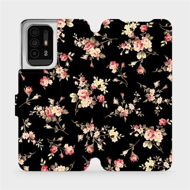 Flip pouzdro Mobiwear na mobil OPPO Reno5 Z 5G - VD02S Květy na černé