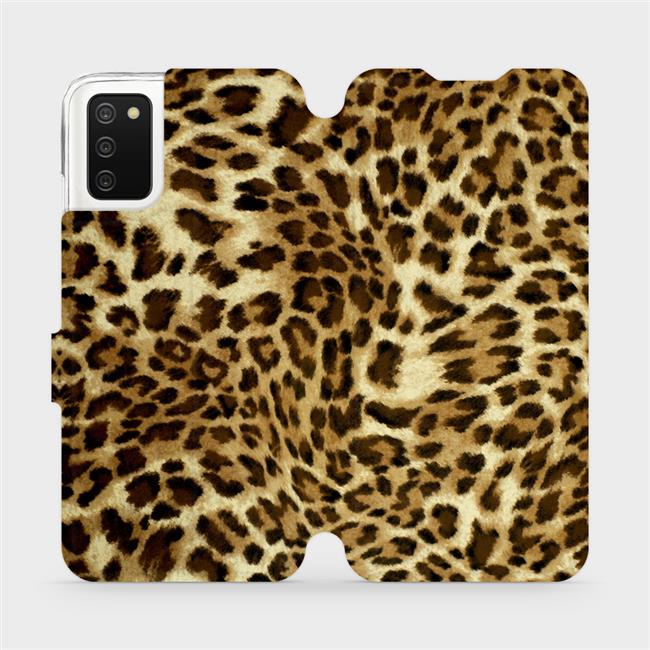 Flip pouzdro Mobiwear na mobil Samsung Galaxy A03s - VA33P Leopardí vzor (Parádní flip obal, kryt, pouzdro Mobiwear na mobilní telefon Samsung Galaxy A03s s motivem VA33P Leopardí vzor)