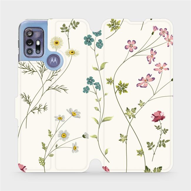Flipové pouzdro Mobiwear na mobil Motorola Moto G30 - MD03S Tenké rostlinky s květy