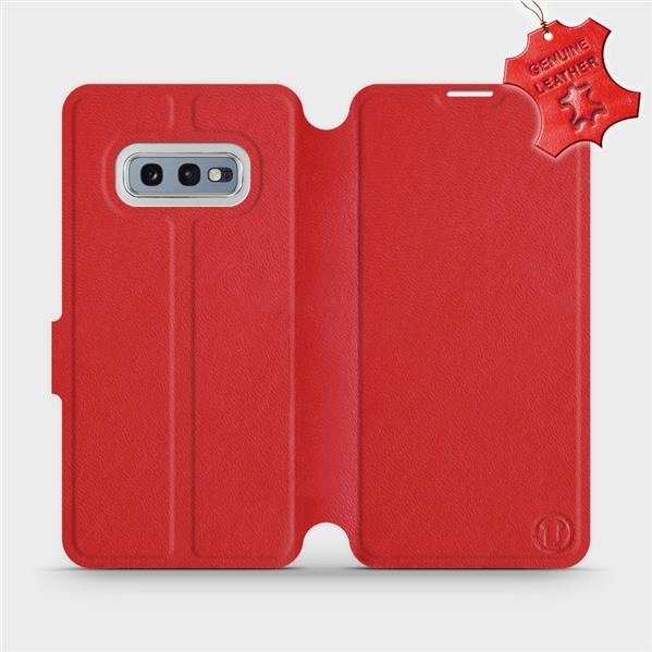 Luxusní flip pouzdro Mobiwear na mobil Samsung Galaxy S10e - Červené - kožené - L_RDS Red Leather (Luxusní flipový kryt, obal, pouzdro Mobiwear na mobilní telefon Samsung Galaxy S10e - Červené - kožené - L_RDS Red Leather)