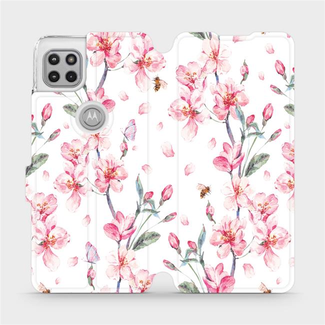 Flipové pouzdro Mobiwear na mobil Motorola Moto G 5G - M124S Růžové květy