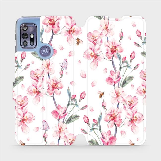 Flipové pouzdro Mobiwear na mobil Motorola Moto G30 - M124S Růžové květy