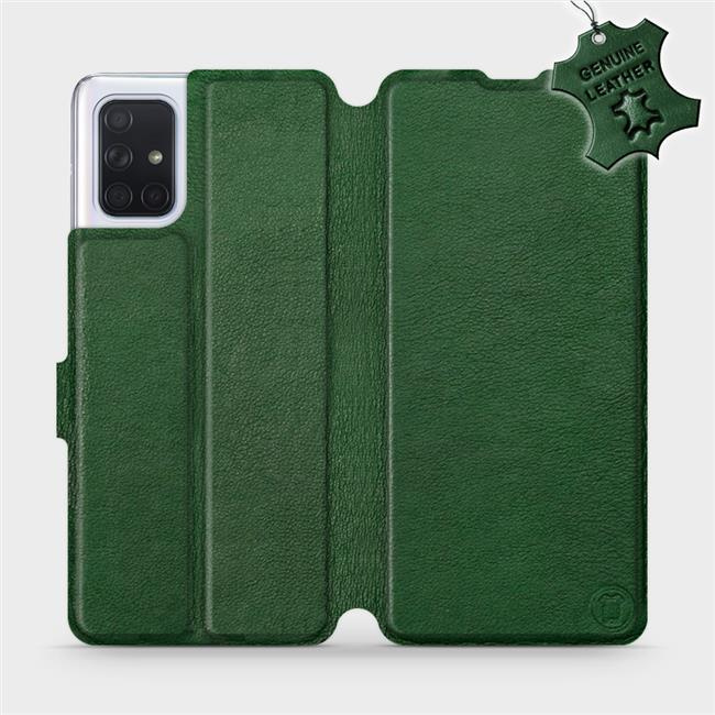 Luxusní flip pouzdro Mobiwear na mobil Samsung Galaxy A71 - Zelené - kožené -  L_GRS Green Leather - výprodej