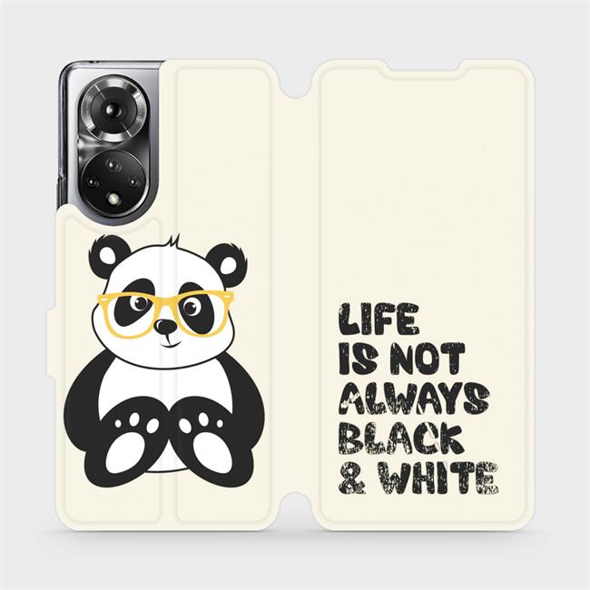 Flip pouzdro Mobiwear na mobil Honor 50 - M041S Panda - life is not always black and white (Parádní flip obal, kryt, pouzdro Mobiwear na mobilní telefon Huawei Honor 50 s motivem M041S Panda - life is not always black and white)