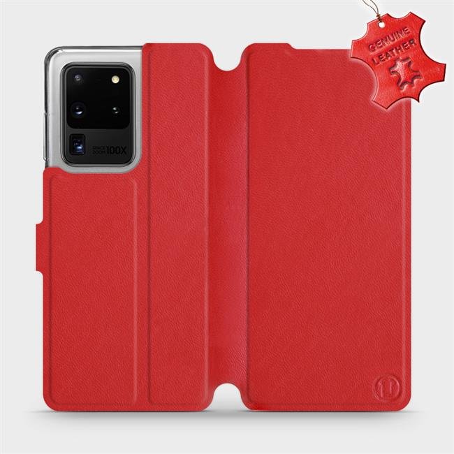 Luxusní flip pouzdro Mobiwear na mobil Samsung Galaxy S20 Ultra - Červené - kožené - L_RDS Red Leather (Luxusní flipový kryt, obal, pouzdro Mobiwear na mobilní telefon Samsung Galaxy S20 Ultra - Červené - kožené - L_RDS Red Leather)