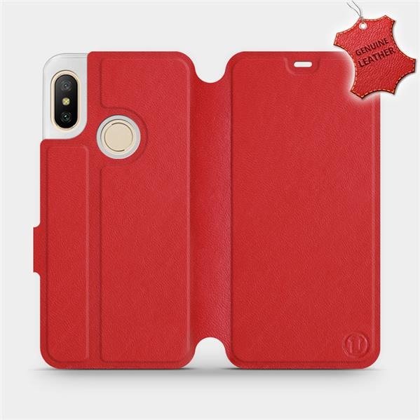 Luxusní flip pouzdro Mobiwear na mobil Xiaomi Mi A2 Lite - Červené - kožené - L_RDS Red Leather (Luxusní flipový kryt, obal, pouzdro Mobiwear na mobilní telefon Xiaomi Mi A2 Lite - Červené - kožené - L_RDS Red Leather)