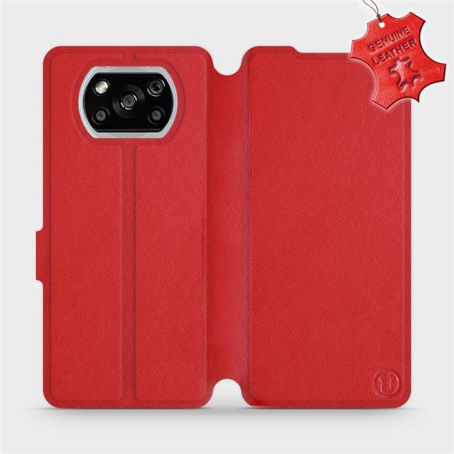 Flipové pouzdro Mobiwear na mobil Xiaomi POCO X3 NFC - Červené - kožené - L_RDS Red Leather (Parádní flipový kryt, obal, pouzdro Mobiwear na mobilní telefon Xiaomi POCO X3 NFC - Červené - kožené - L_RDS Red Leather)
