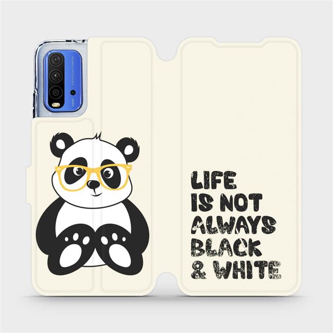 Flipové pouzdro Mobiwear na mobil Xiaomi Redmi 9T - M041S Panda - life is not always black and white (Parádní flipový obal, kryt, pouzdro Mobiwear na mobilní telefon Xiaomi Redmi 9T s motivem M041S Panda - life is not always black and white)