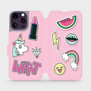Flip pouzdro Mobiwear na mobil Apple iPhone 14 Pro Max - M129S Růžové WHAT