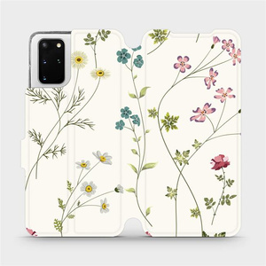 Flipové pouzdro Mobiwear na mobil Samsung Galaxy S20 Plus - MD03S Tenké rostlinky s květy