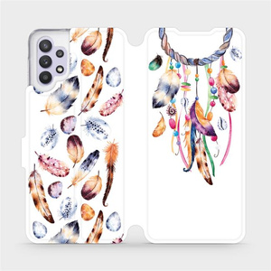 Flipové pouzdro Mobiwear na mobil Samsung Galaxy A32 5G - M003S Lapač a barevná pírka
