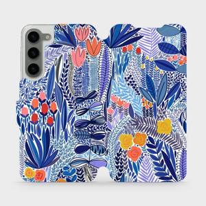 Flip pouzdro Mobiwear na mobil Samsung Galaxy S23 Plus - MP03P Modrá květena