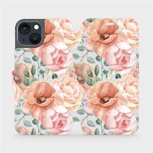 Flip pouzdro Mobiwear na mobil Apple iPhone 13 - MP02S Pastelové květy