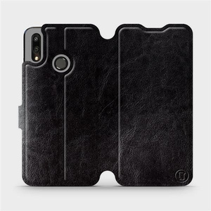 Flipové pouzdro Mobiwear na mobil Huawei P Smart 2019 v provedení C_BLP Black&Orange s oranžovým vnitřkem