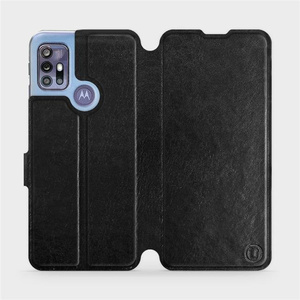 Flipové pouzdro Mobiwear na mobil Motorola Moto G30 v provedení C_BLS Black&Gray s šedým vnitřkem