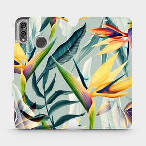 Flipové pouzdro Mobiwear na mobil Honor 8X - MC02S Žluté velké květy a zelené listy