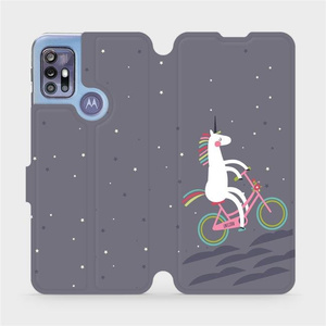 Flipové pouzdro Mobiwear na mobil Motorola Moto G30 - V024P Jednorožec na kole