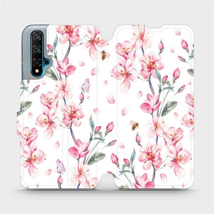 Flipové pouzdro Mobiwear na mobil Huawei Nova 5T - M124S Růžové květy