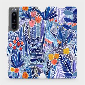 Flip pouzdro Mobiwear na mobil Sony Xperia 5 IV 5G - MP03P Modrá květena