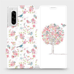 Flipové pouzdro Mobiwear na mobil Sony Xperia 5 - M120S Strom a ptáčci