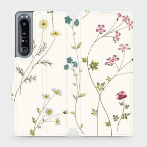 Flip pouzdro Mobiwear na mobil Sony Xperia 1 IV - MD03S Tenké rostlinky s květy