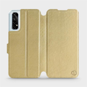 Flipové pouzdro Mobiwear na mobil Realme 7 v provedení C_GOS Gold&Gray s šedým vnitřkem