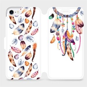 Flipové pouzdro Mobiwear na mobil Apple iPhone SE 2020 / SE 2022 - M003S Lapač a barevná pírka