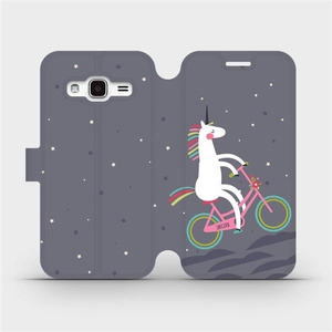 Flipové pouzdro Mobiwear na mobil Samsung Galaxy J3 2016 - V024P Jednorožec na kole