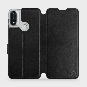 Flip pouzdro Mobiwear na mobil Motorola Moto E20 v provedení C_BLS Black&Gray s šedým vnitřkem