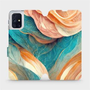 Flip pouzdro Mobiwear na mobil Samsung Galaxy M31s - VP36S Azurový a oranžový mramor