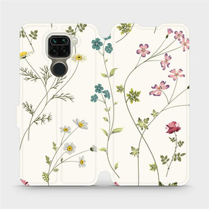 Flipové pouzdro Mobiwear na mobil Xiaomi Redmi Note 9 - MD03S Tenké rostlinky s květy