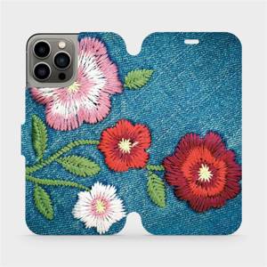 Flip pouzdro Mobiwear na mobil Apple iPhone 13 Pro - MD05P Džínové květy