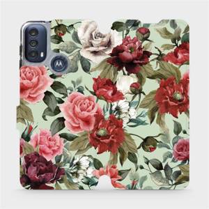 Flip pouzdro Mobiwear na mobil Motorola Moto E40 - MD06P Růže a květy na světle zelené