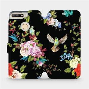 Flipové pouzdro Mobiwear na mobil Huawei Y6 Prime 2018 - VD09S Ptáčci a květy - výprodej