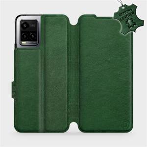 Luxusní kožené flip pouzdro Mobiwear na mobil Vivo Y33s - Zelené - L_GRS Green Leather - výprodej