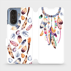 Flip pouzdro Mobiwear na mobil Huawei Nova Y70 - M003S Lapač a barevná pírka
