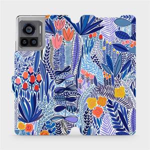Flip pouzdro Mobiwear na mobil Motorola Edge 30 Ultra - MP03P Modrá květena