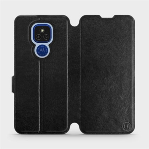 Flipové pouzdro Mobiwear na mobil Motorola Moto E7 Plus v provedení C_BLS Black&Gray s šedým vnitřkem