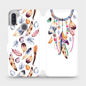 Flipové pouzdro Mobiwear na mobil Samsung Galaxy M11 - M003S Lapač a barevná pírka