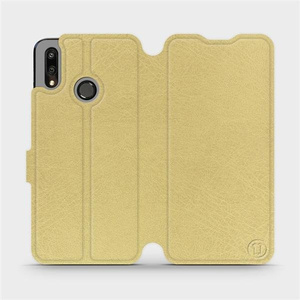 Flipové pouzdro Mobiwear na mobil Huawei P Smart 2019 v provedení C_GOP Gold&Orange s oranžovým vnitřkem