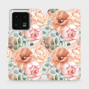 Flip pouzdro Mobiwear na mobil Xiaomi 13 Pro - MP02S Pastelové květy