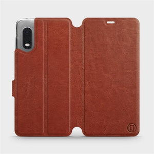 Flipové pouzdro Mobiwear na mobil Samsung Xcover PRO v provedení C_BRP Brown&Orange s oranžovým vnitřkem
