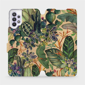 Flip pouzdro Mobiwear na mobil Samsung Galaxy A32 5G - VP05S Sukulenty
