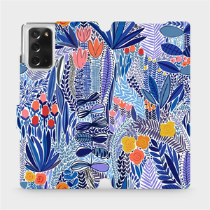 Flip pouzdro Mobiwear na mobil Samsung Galaxy Note 20 - MP03P Modrá květena