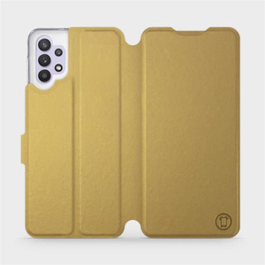 Flipové pouzdro Mobiwear na mobil Samsung Galaxy A32 5G v provedení C_GOP Gold&Orange s oranžovým vnitřkem