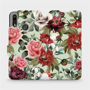 Flipové pouzdro Mobiwear na mobil Huawei P Smart 2019 - MD06P Růže a květy na světle zeleném pozadí
